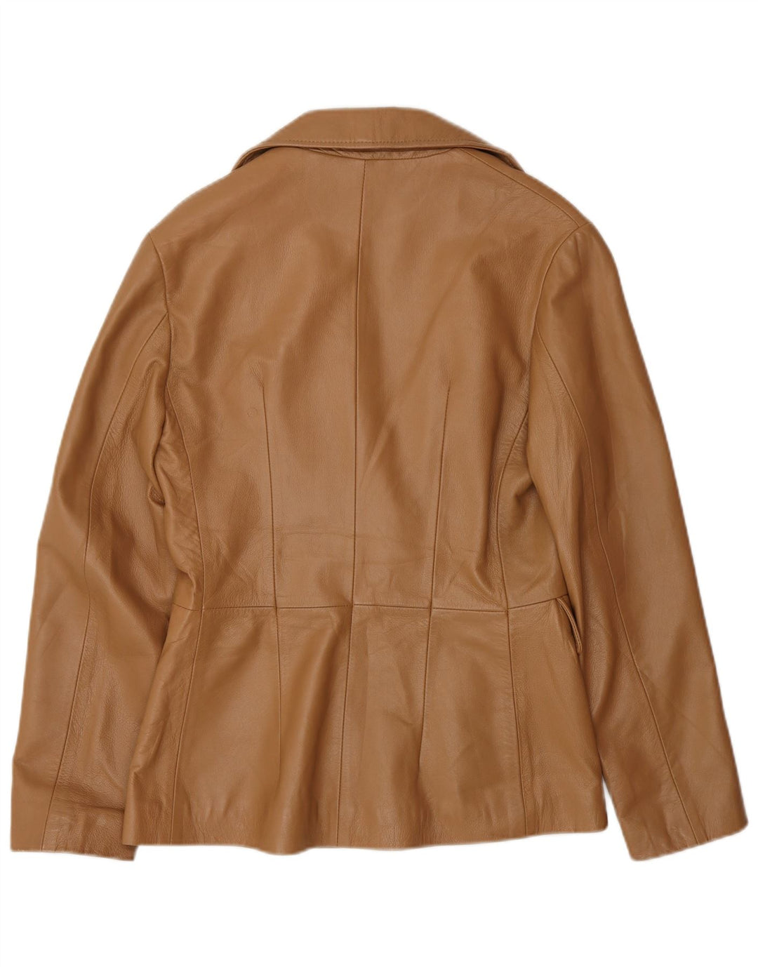 Vintage Damen 1 Knopf Leder Blazer Jacke UK 12 Mittelbraunes Leder