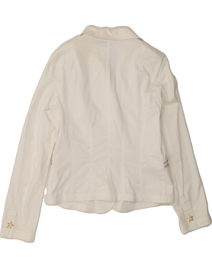 ROCCOBAROCCO Womens 2 Button 2 Piece Suit IT 46 Large W34 L30 White Cotton Vintage Roccobarocco and Second-Hand Roccobarocco from Messina Hembry 