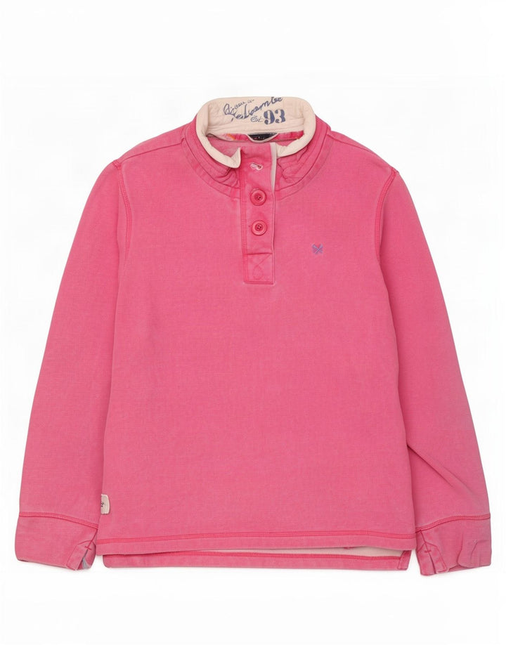 Crew Clothing Damen-Sweatshirt mit Knopfkragen, UK 12, mittelrosa, Baumwolle