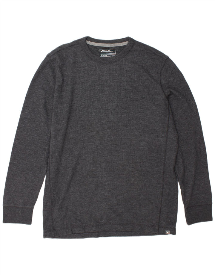 EDDIE BAUER Herren-Top, langärmelig, groß, graue Baumwolle