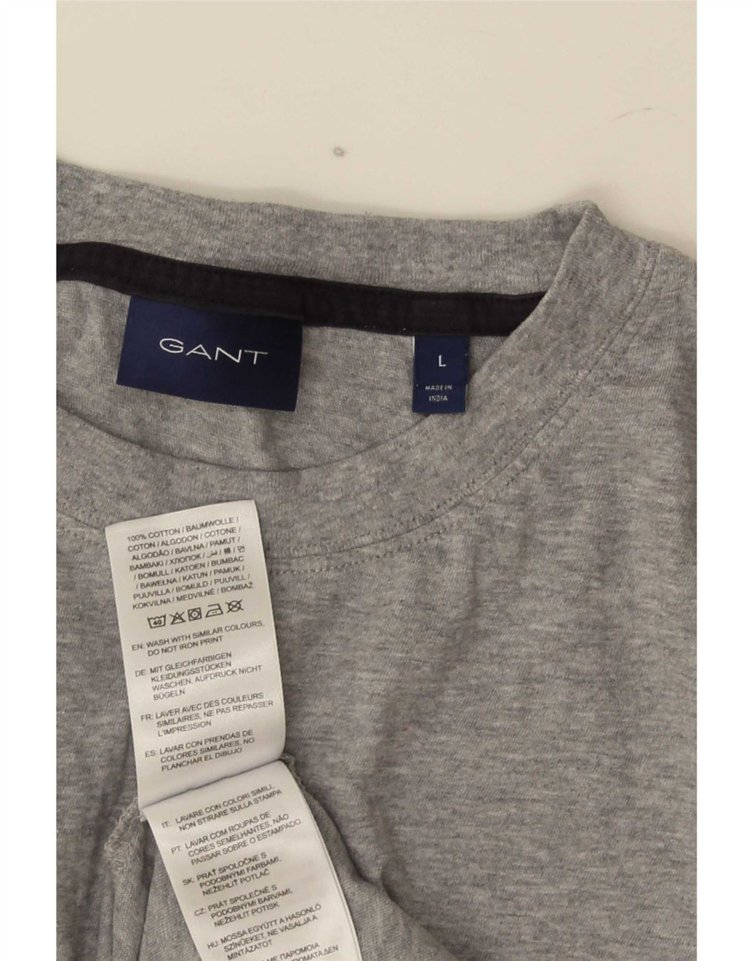 Gant Herren-T-Shirt mit Grafik, Größe L, aus grauer Baumwolle