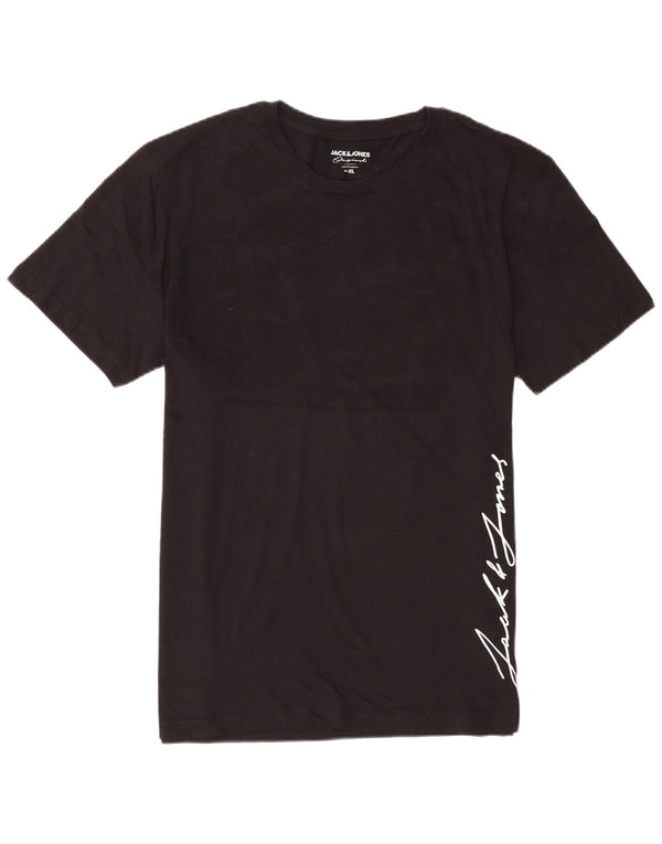 Jack & Jones Herren Grafik T-Shirt Top XL Schwarz Baumwolle