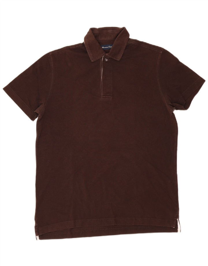 MASSIMO DUTTI Herren-Poloshirt aus mittelbrauner Baumwolle