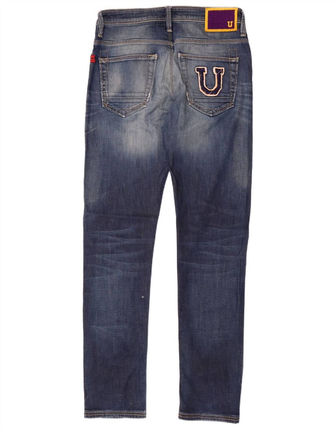 Uniform Herren-Jeans im Distressed-Look, schmal, W32, L33, Blau, Baumwolle