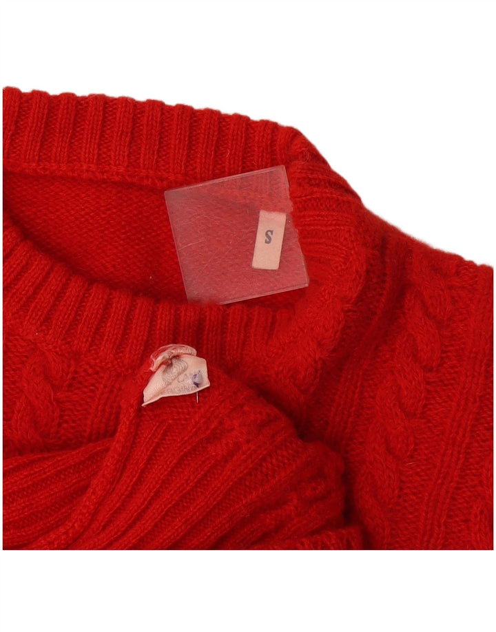 Vintage Damen Übergroßer Rundhalspullover Pullover UK 10 Kleine rote Wolle