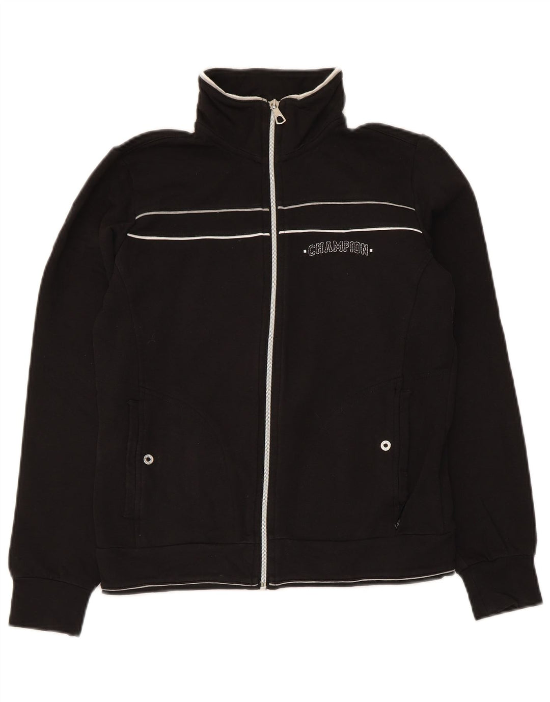 Champion Damen-Trainingsanzug-Oberteil, UK-Größe 10, Größe S, schwarze Baumwolle