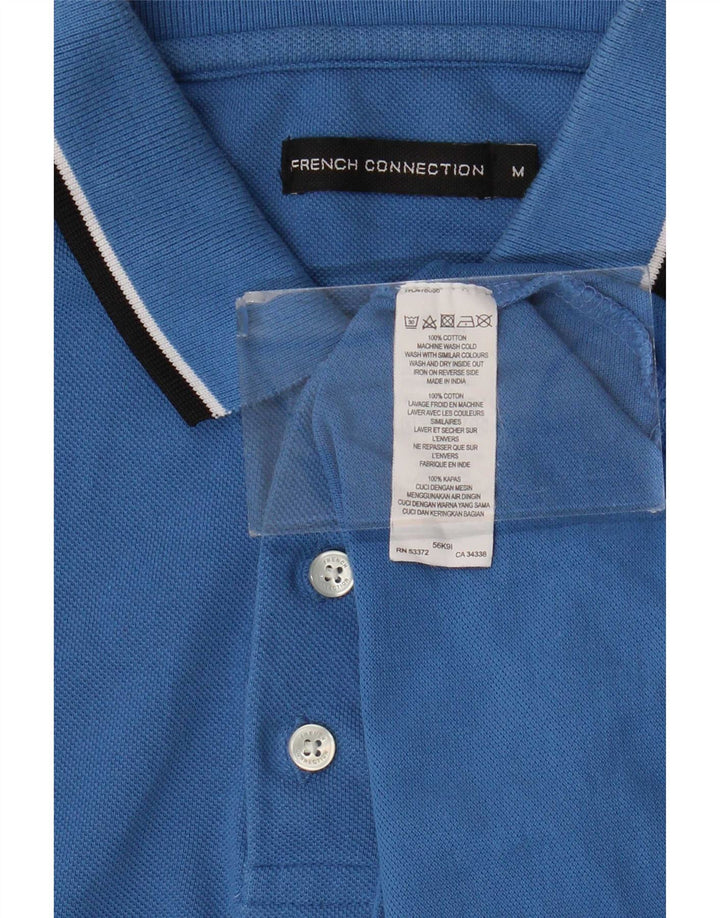 French Connection Herren-Poloshirt aus mittelblauer, gestreifter Baumwolle