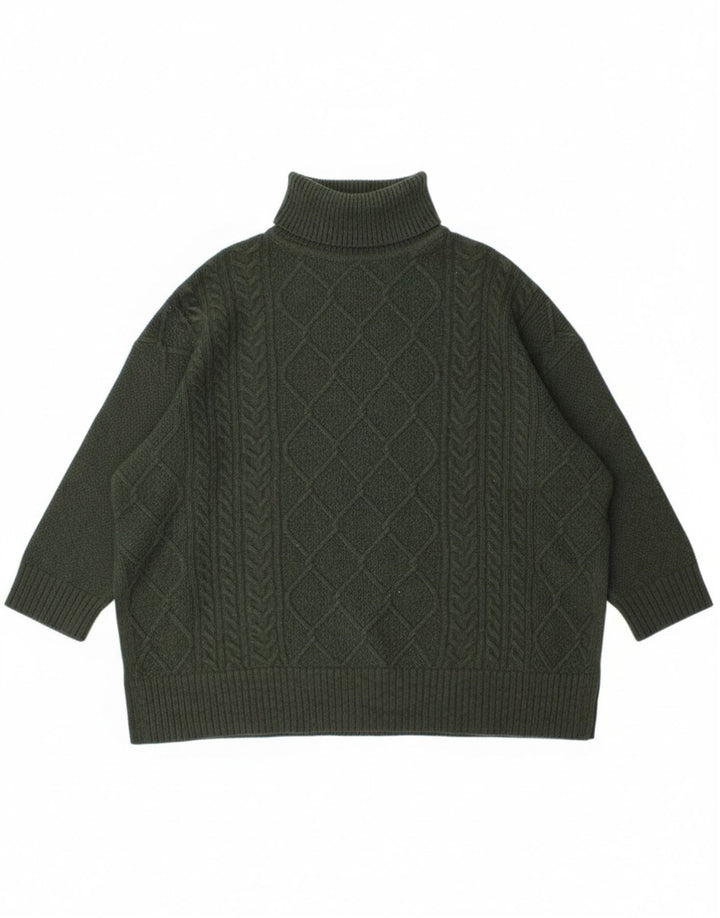 Barbour Damen Burne Cape Rollkragenpullover Pullover UK 14 Mittelgrüne Wolle