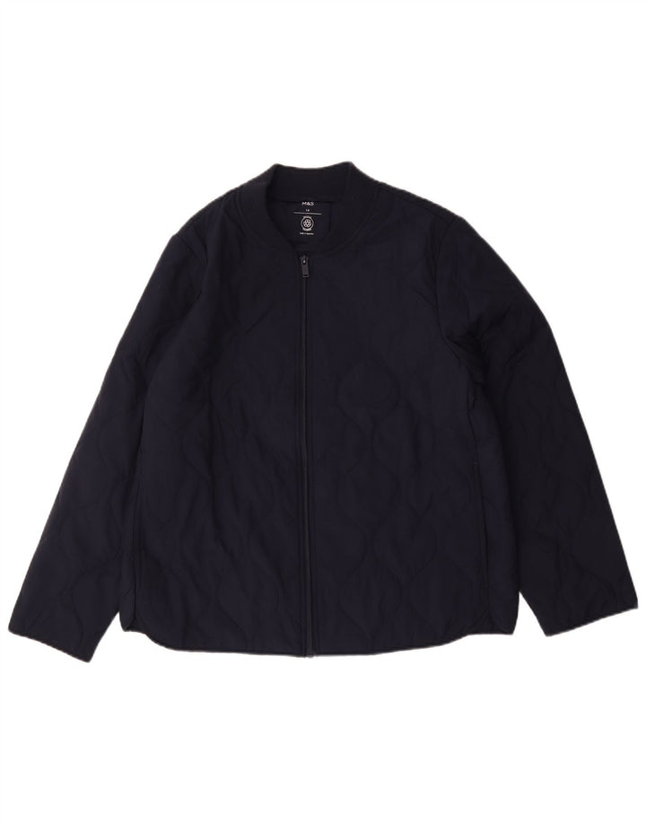 Marks & Spencer Damen Steppjacke UK 14 Large Marineblau Polyester
