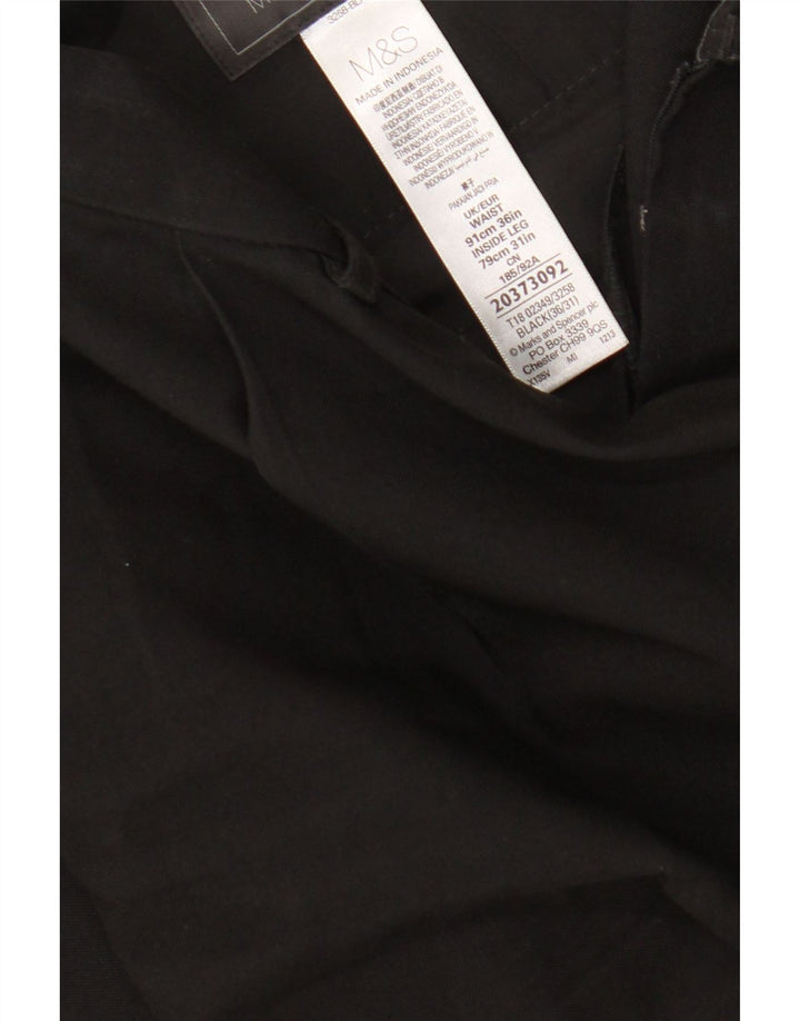Marks & Spencer Herren Pegged Anzughose W36 L31 Schwarz Polyester