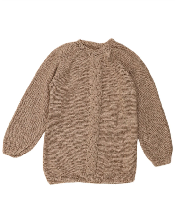 Vintage Damen Pullover mit U-Boot-Ausschnitt, UK 12, Mittelbeige