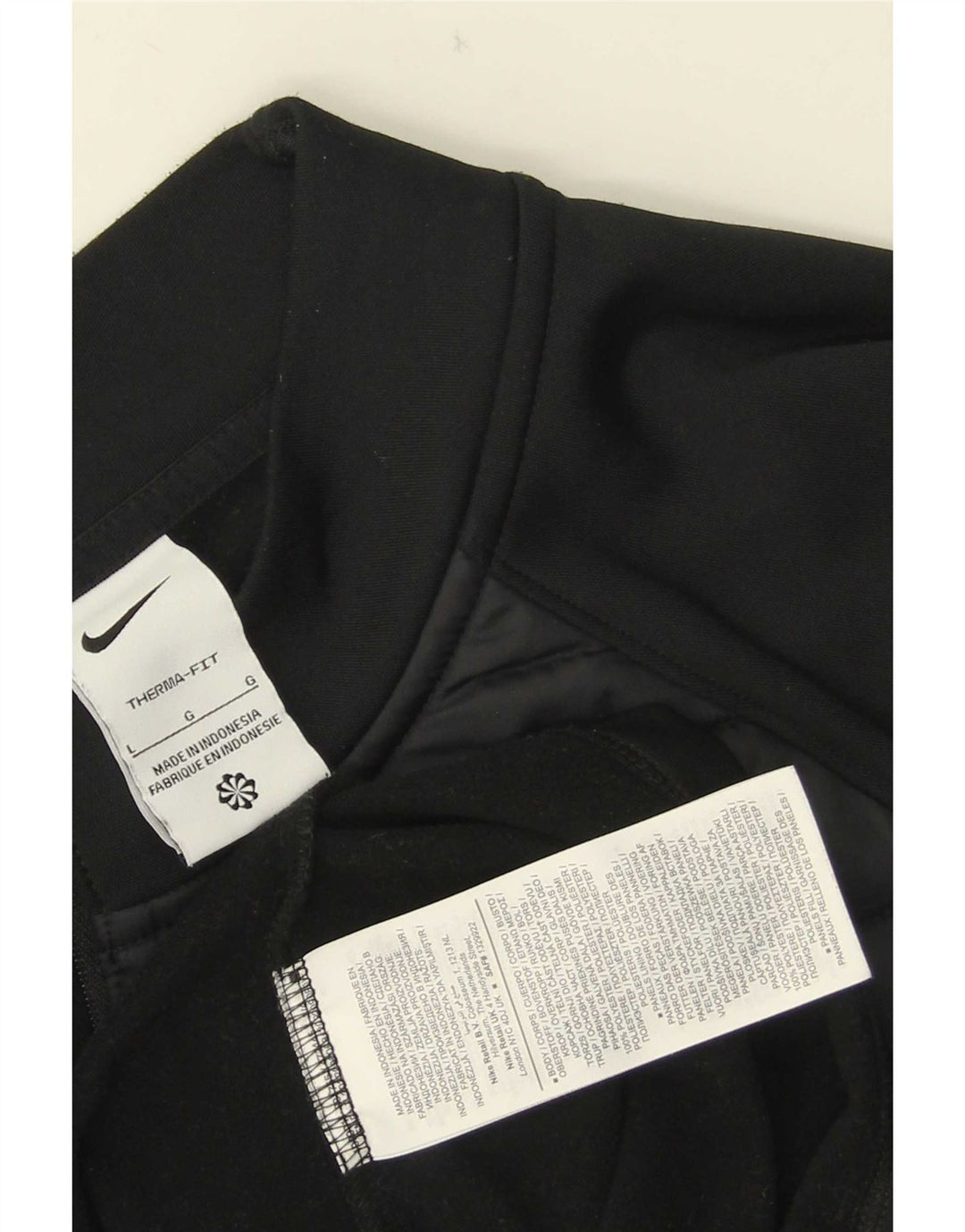 Nike Herren Therma-Fit Pullover-Trainingsanzug mit Reißverschluss, Größe L, aus schwarzem Polyester