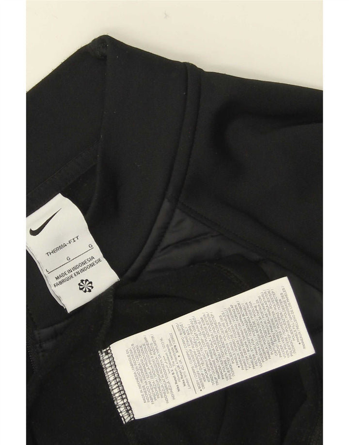 Nike Herren Therma-Fit Pullover-Trainingsanzug mit Reißverschluss, Größe L, aus schwarzem Polyester