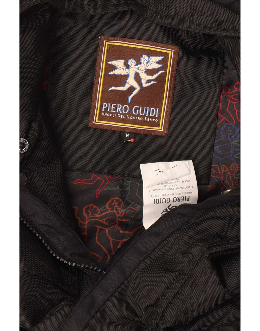 Piero Guidi Herren-Windbreakerjacke mit Kapuze, UK 38, Mittelschwarzes Nylon