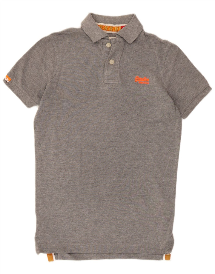 Superdry Herren-Poloshirt, Größe S, graue Baumwolle