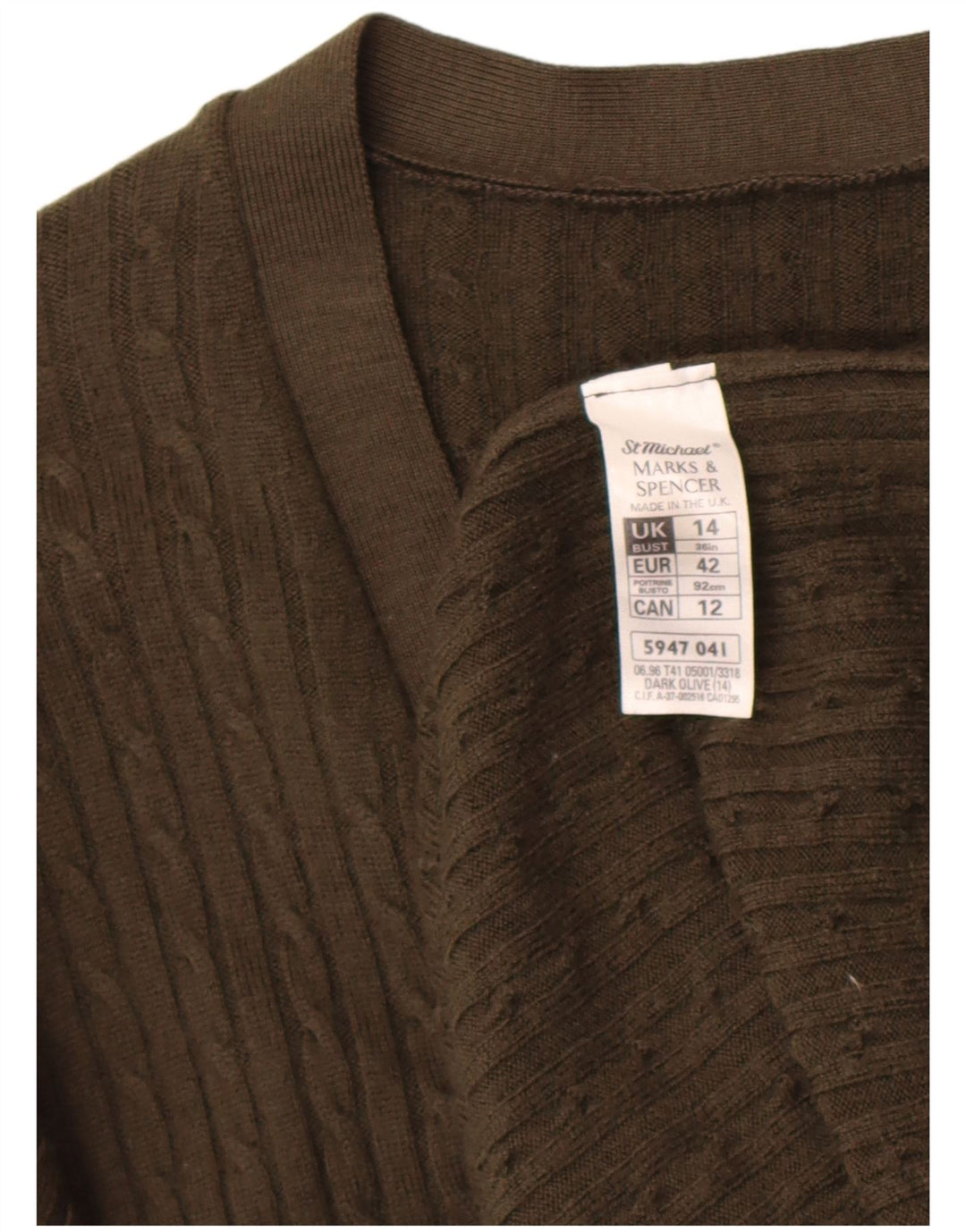 Marks & Spencer Damen St. Michael Cardigan Pullover UK 14 Large Khaki