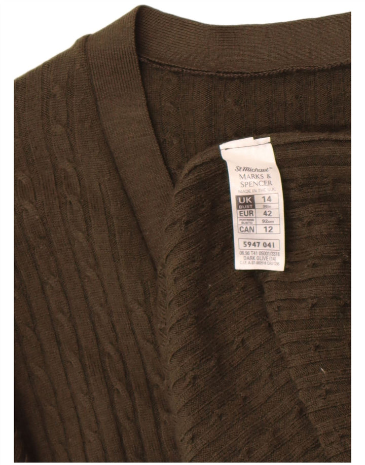 Marks & Spencer Damen St. Michael Cardigan Pullover UK 14 Large Khaki
