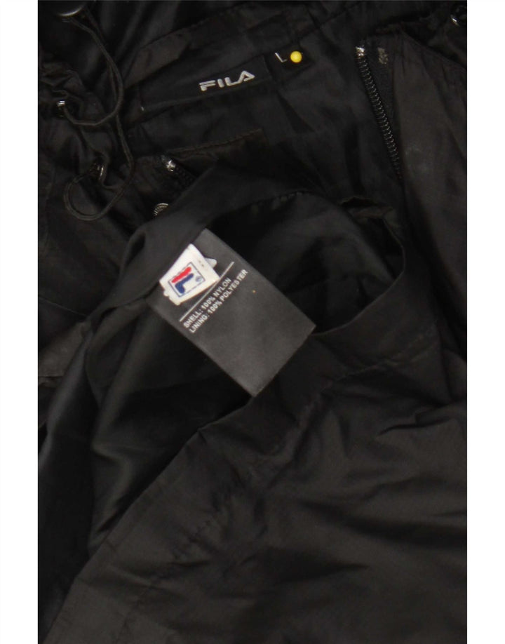 Fila Herren-Regenjacke mit Kapuze, UK 40, großes schwarzes Nylon