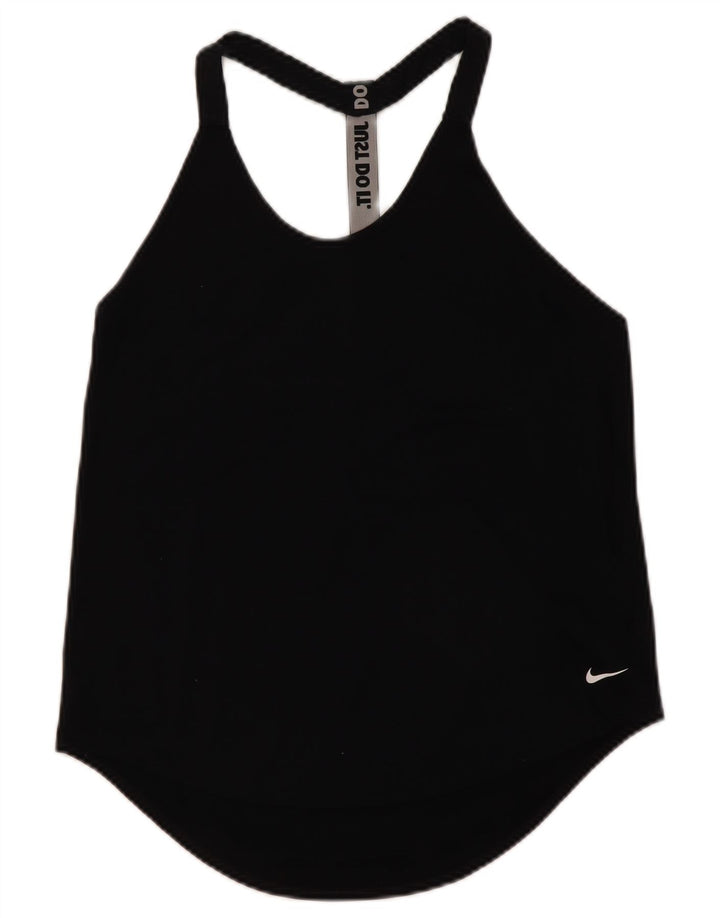 Nike Damen Dri Fit Grafik-Weste-Oberteil UK 12 Mittelschwarzes Polyester