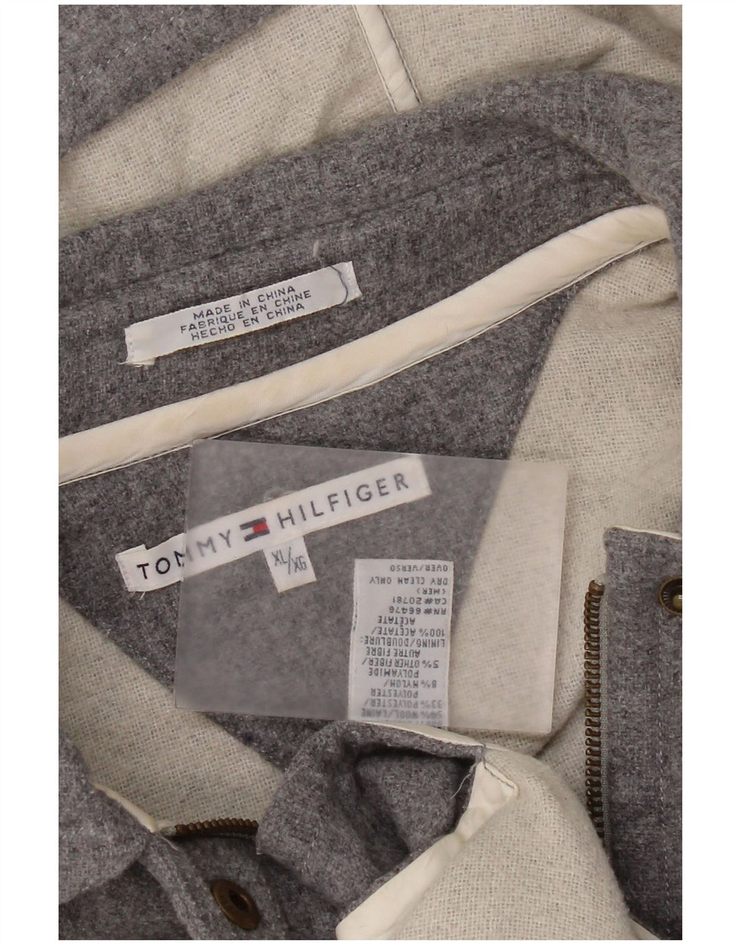 Tommy Hilfiger Damen Kapuzenmantel UK 18 XL Graue Wolle