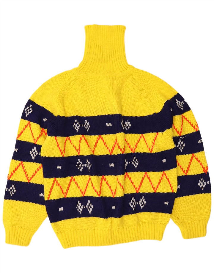 Vintage Herren Rollkragenpullover Pullover Groß Gelb Fair Isle