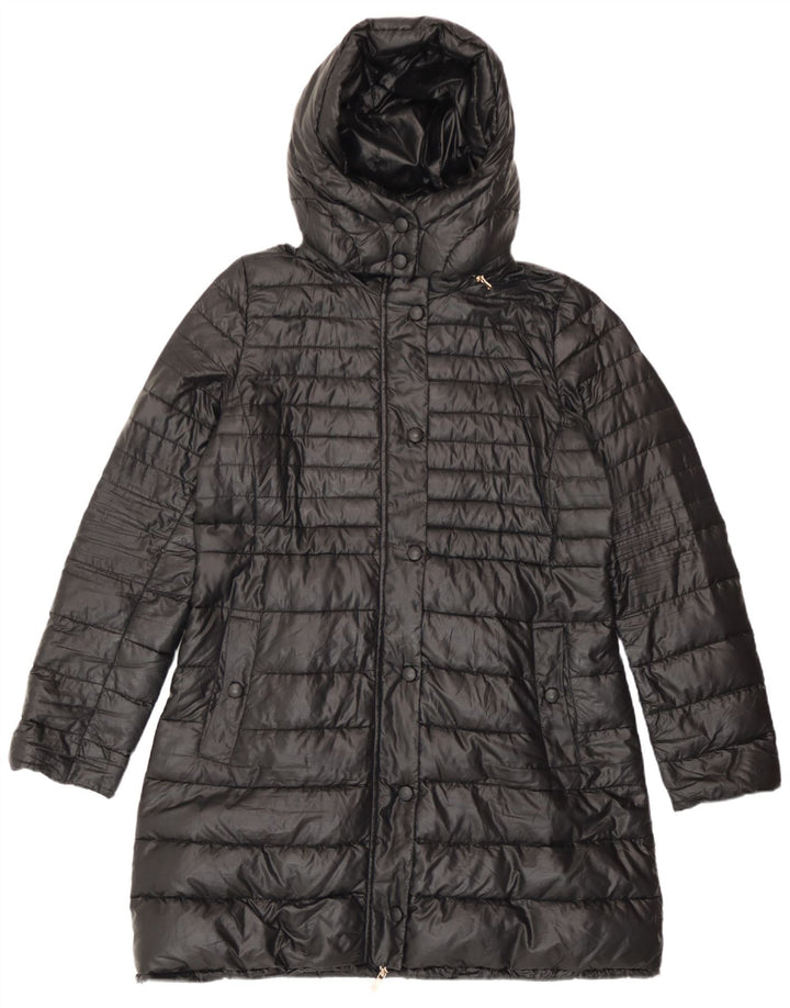Marella Wattierter Damenmantel mit Kapuze, UK 16, Größe L, Schwarz, Polyester