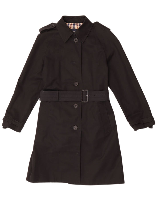 Aquascutum Damen Trenchcoat UK 6 XS Schwarze Baumwolle