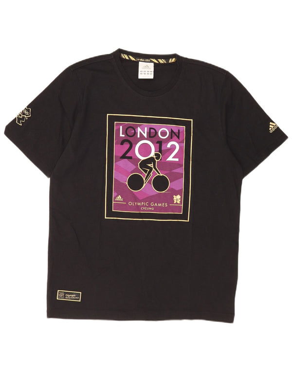 ADIDAS Mens London 2012 Graphic T-Shirt Top Medium Black Cotton
