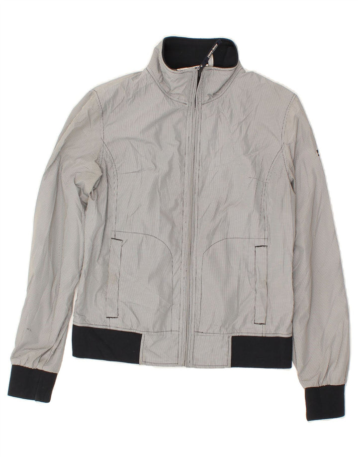 WOOLRICH Womens Tracksuit Top Jacket UK 14 Large Grey Houndstooth Vintage Woolrich and Second-Hand Woolrich from Messina Hembry 