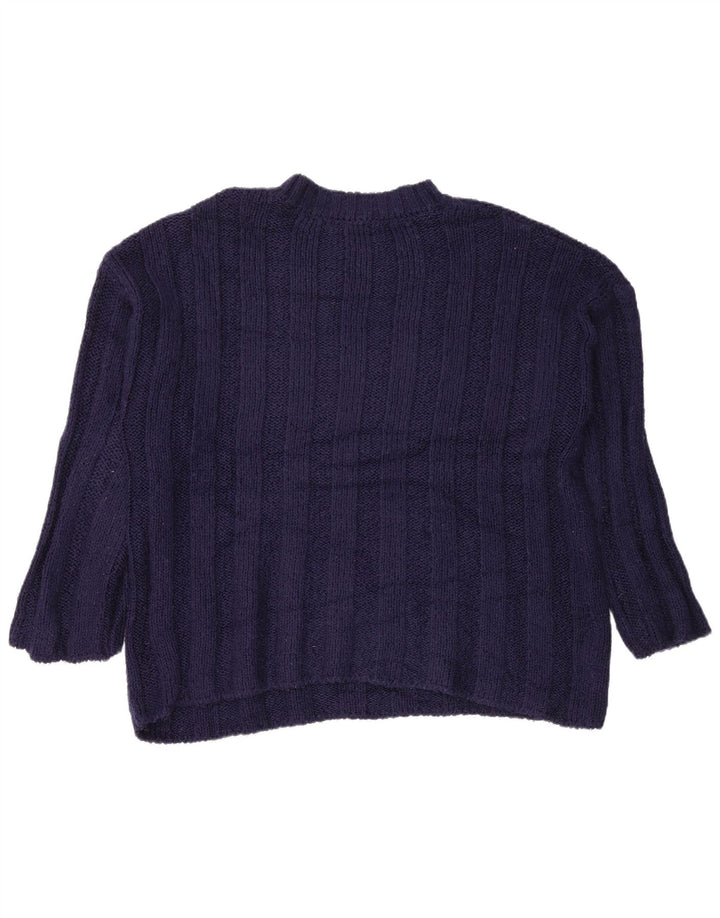ZARA Womens Oversized Crew Neck Jumper Sweater UK 14 Medium Navy Blue