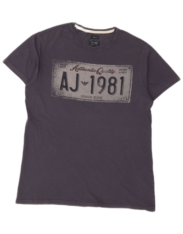 ARMANI JEANS Herren-T-Shirt mit normaler Grafik, Größe S, marineblaue Baumwolle
