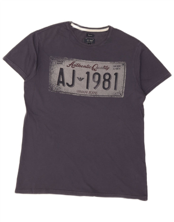 ARMANI JEANS Herren-T-Shirt mit normaler Grafik, Größe S, marineblaue Baumwolle