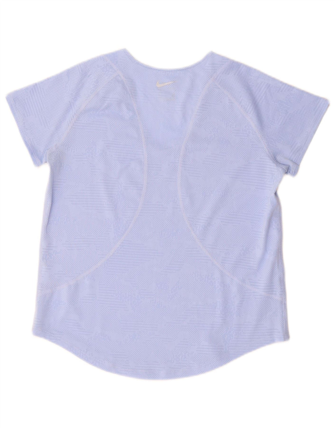 Nike Damen Dri Fit T-Shirt Top UK 10 Small Blue Geometrisch