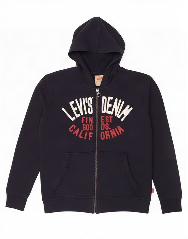 Levi's Jungen-Kapuzenpullover mit grafischem Reißverschluss, 13–14 Jahre, marineblaue Baumwolle