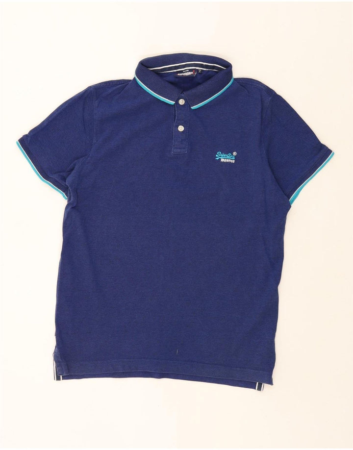 Superdry Herren-Poloshirt XL aus blauer Baumwolle