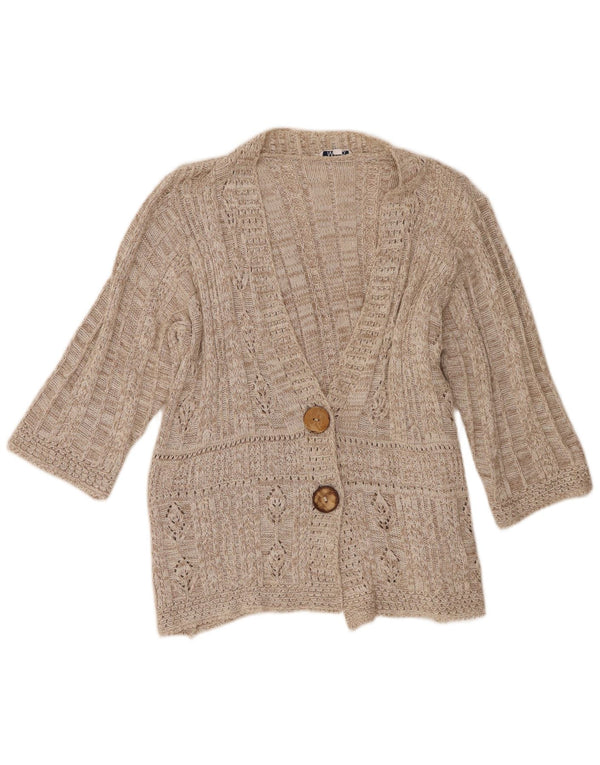 M&Co Damen-Strickjacke mit 3/4-Ärmeln, UK 18/20, XL, Beige, Baumwolle