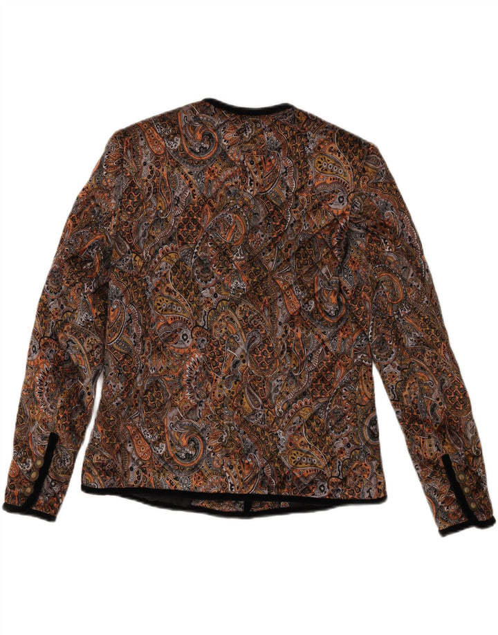 Vintage Damen 5-Knopf-Blazerjacke UK 12 Mittelbraun Paisley