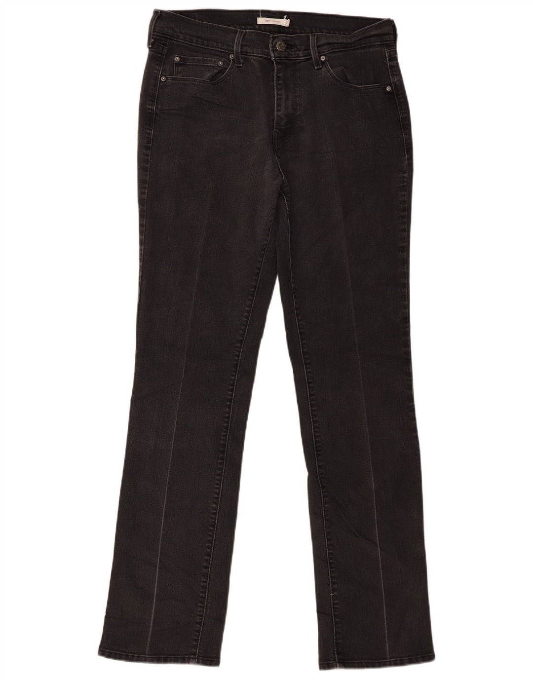 Levi's Damen 505 Straight Jeans W30 L32 Schwarze Baumwolle
