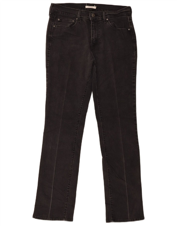 Levi's Damen 505 Straight Jeans W30 L32 Schwarze Baumwolle