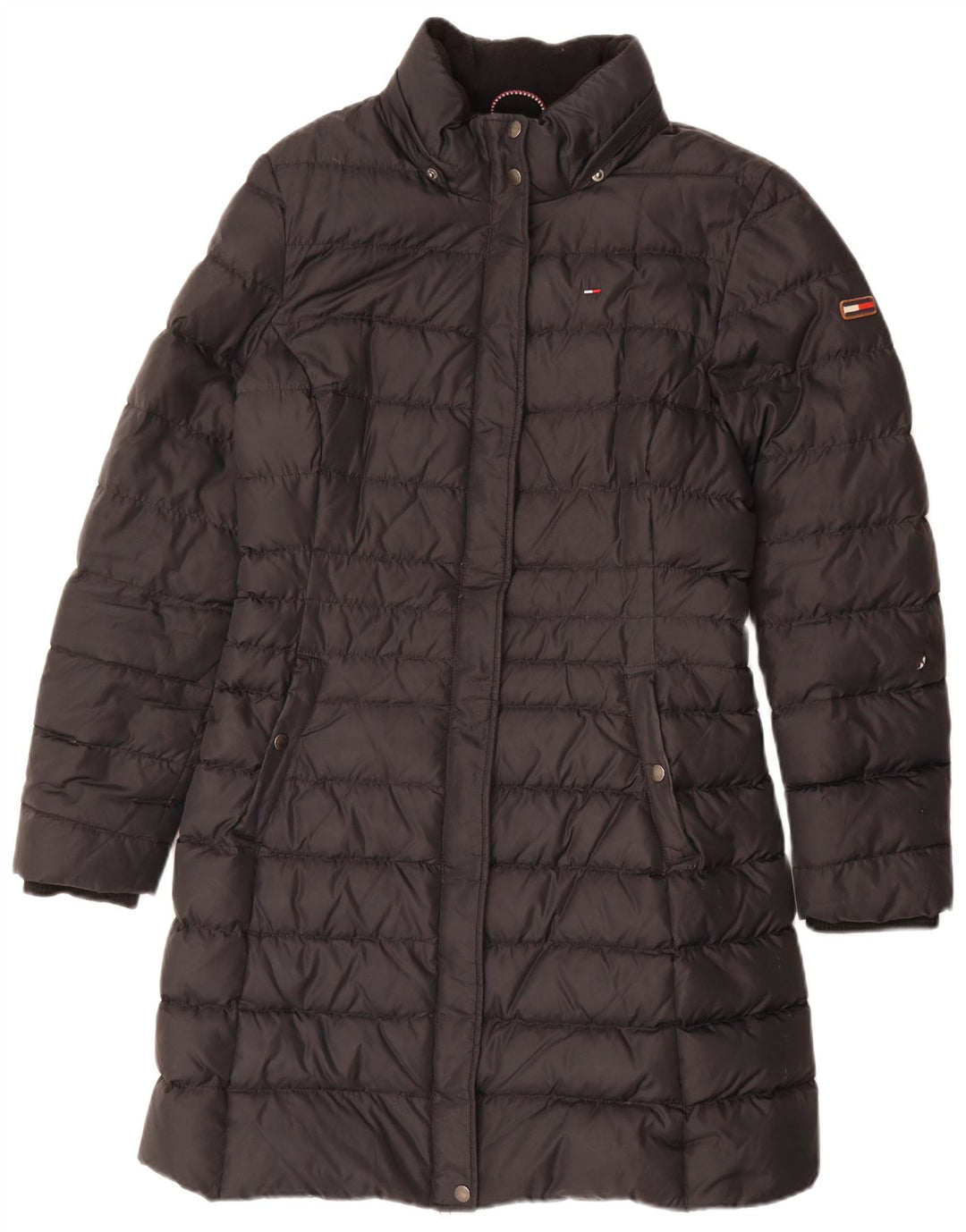 Tommy Hilfiger Damen gepolsterter Mantel UK 16 Large Schwarz Polyester