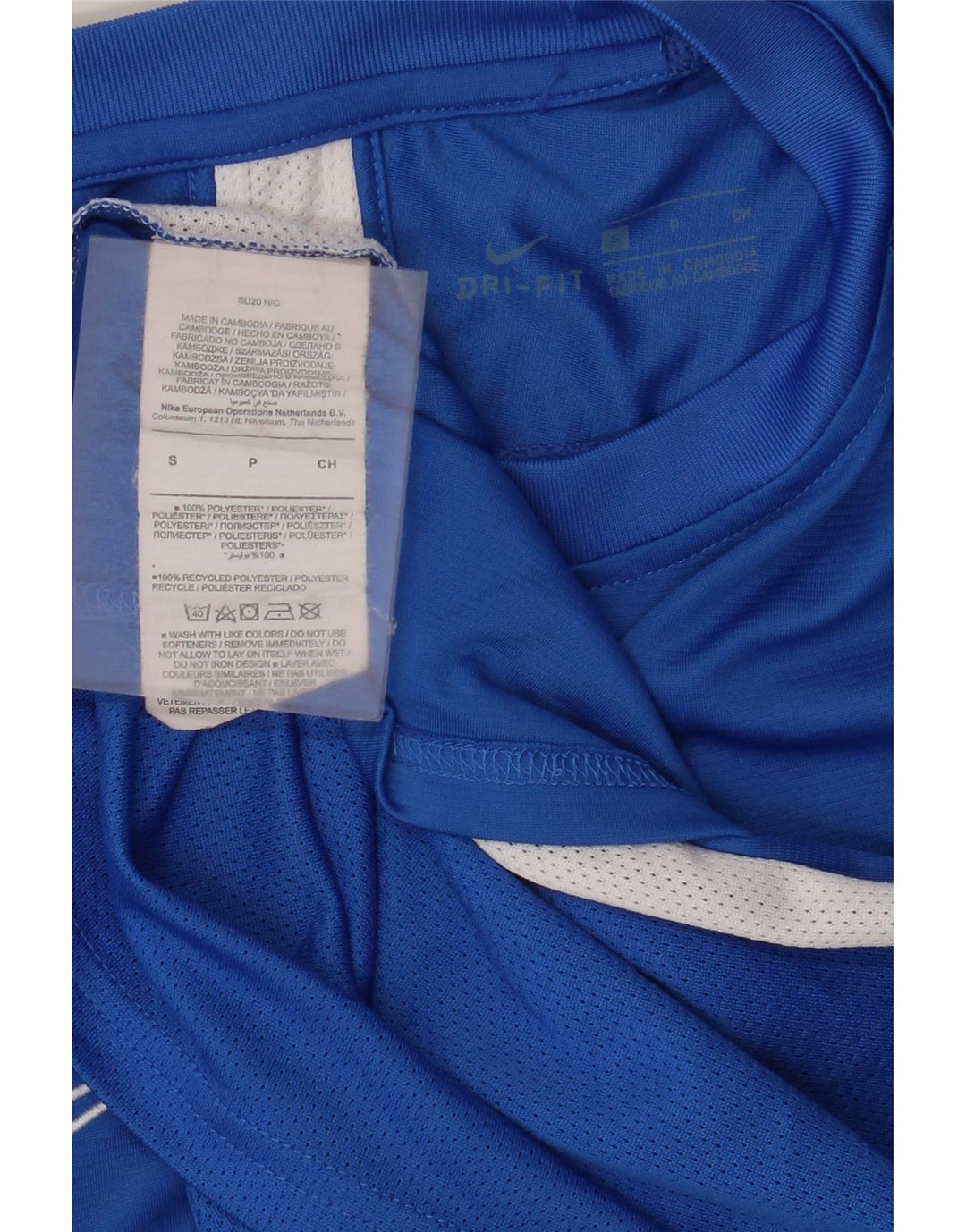 Nike Herren Dri Fit T-Shirt Top Small Blaues Colourblock-Polyester