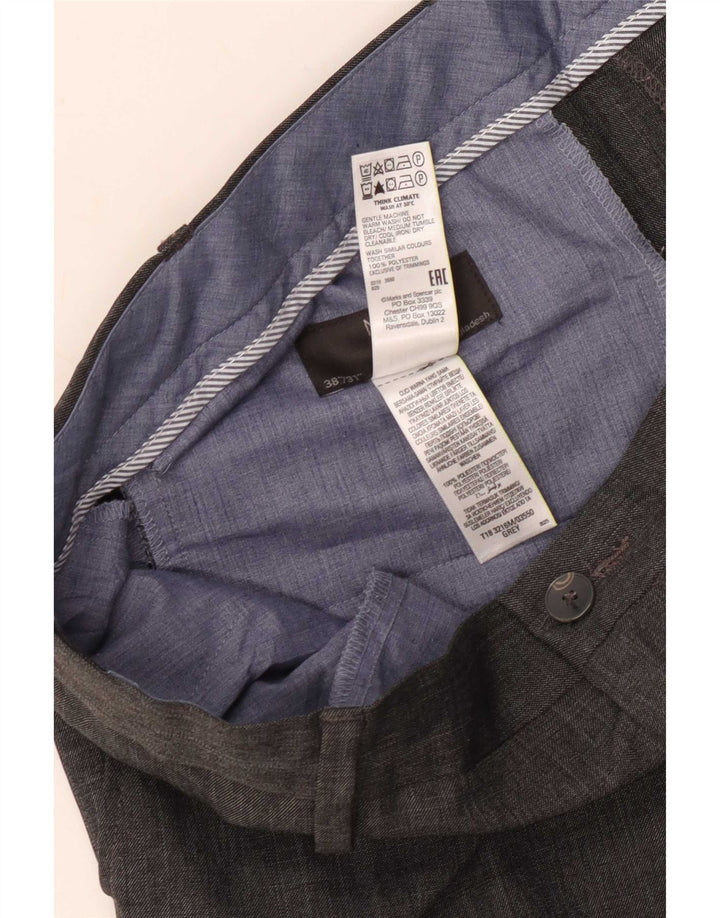 Marks & Spencer Herren-Anzughose, gerade, normal, W38, L31, grau, Polyester