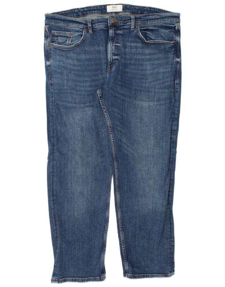 Marks & Spencer Herren Straight Jeans W38 L29 Blaue Baumwolle