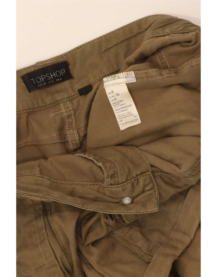 Topshop Damen Cargoshorts UK 8 Small W30 Khaki Lyocell