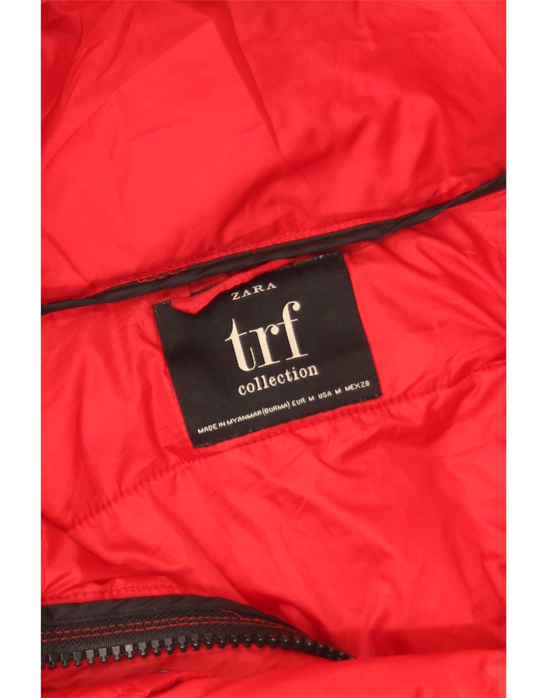 Zara Damen Trafaluc Hooded Oversized Wattierte Jacke UK 14 Mittelrot