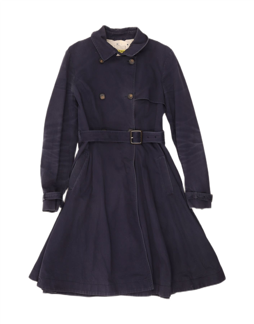 Hobbs Damen Trenchcoat UK 12 Medium Marineblau Baumwolle
