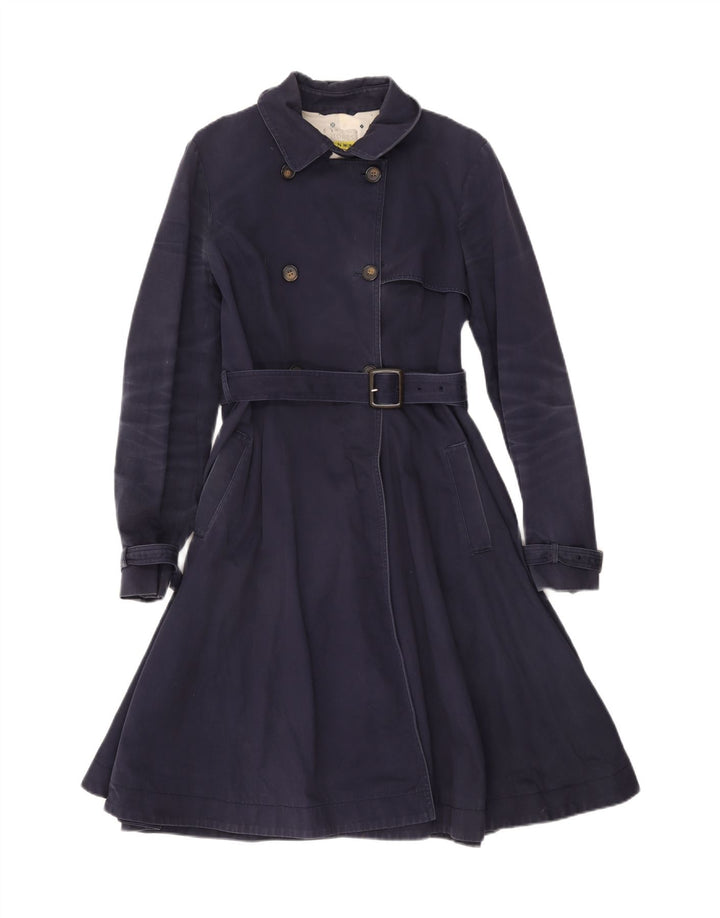 Hobbs Damen Trenchcoat UK 12 Medium Marineblau Baumwolle