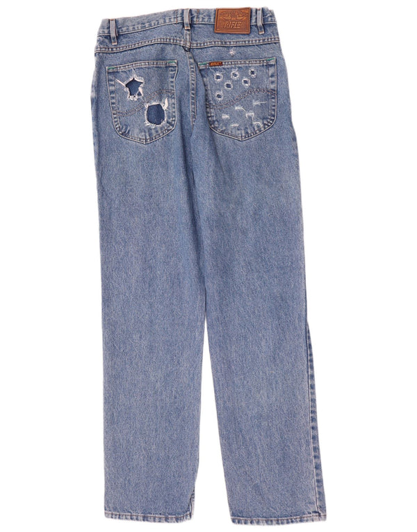 Rifle Herren Distressed Straight Jeans W33 L33 Blaue Baumwolle