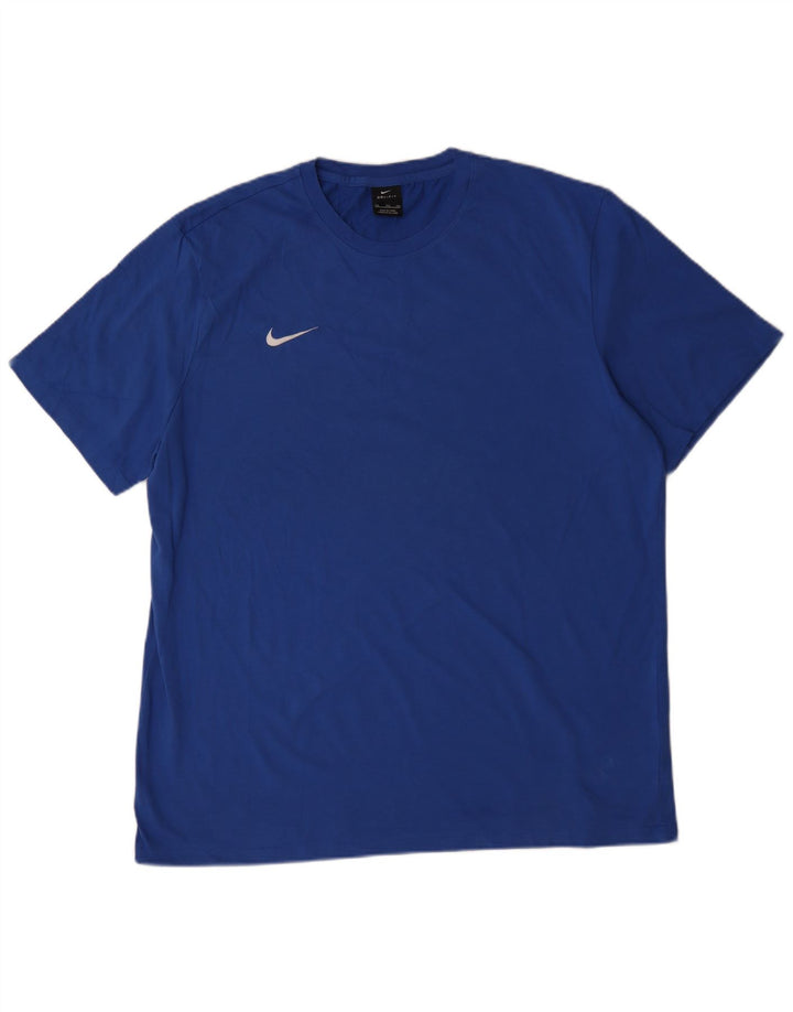 Nike Herren Dri Fit T-Shirt Top 2XL Blau Baumwolle