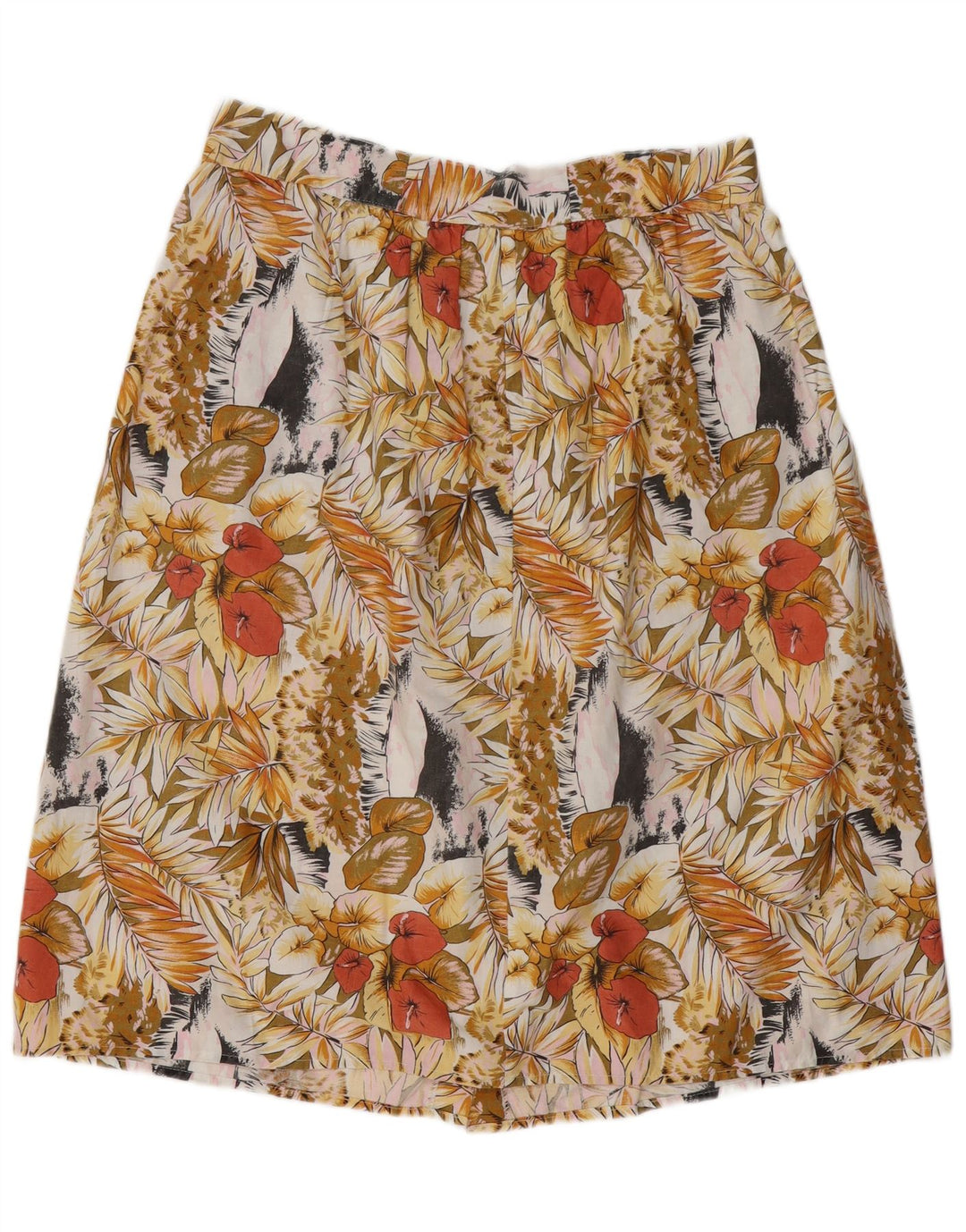 VINTAGE Damen A-Linienrock W34 Großes mehrfarbiges Blumenmuster